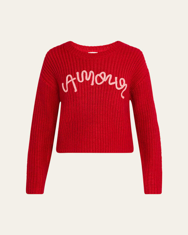 Amour Embroidered Crewneck Sweater